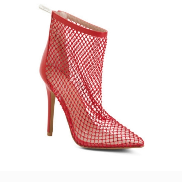 CHARLES DAVID AFTERHOURS RED RHINESTONE MESH BOOTIE, FIERY RHINESTONE RED 7.5 - Picture 4 of 16